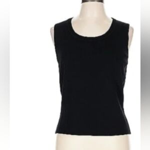 Talbots Womans Tank Top Solid Black Small Round Neck Pullover Rayon & Cotton